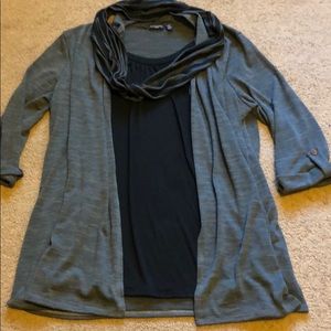 Never worn gray/black sweater with blouse insert